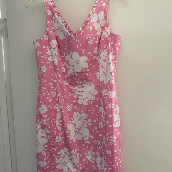 Jones New York petite Pink and White Floral Mini stretch poplin  Dress - Picture 5 of 6